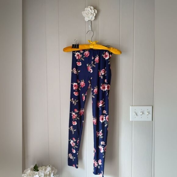 Women's Navy Floral Leggings Size M - Picture 5 of 8